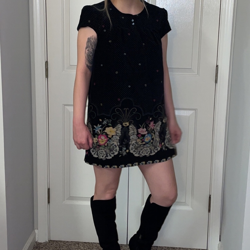 FREE PEOPLE sz small floral bohemian tshirt dress/long top
